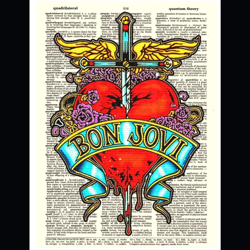 Bon Jovi Music Band Bright Vintage Dictionary Art Print